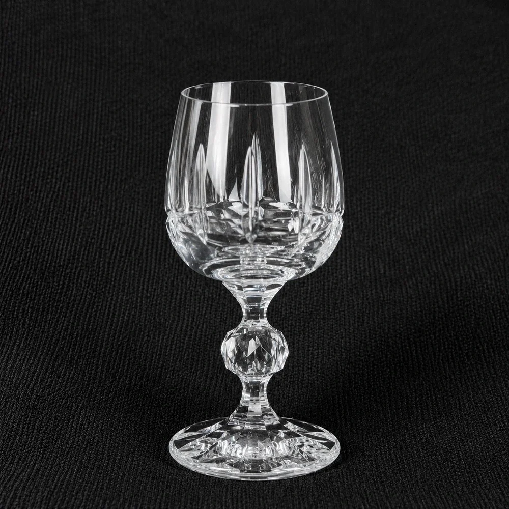 Crystalex Bohemian Crystal Belfast Wine Goblets Set of 2 Cut Glass 5.75 inch